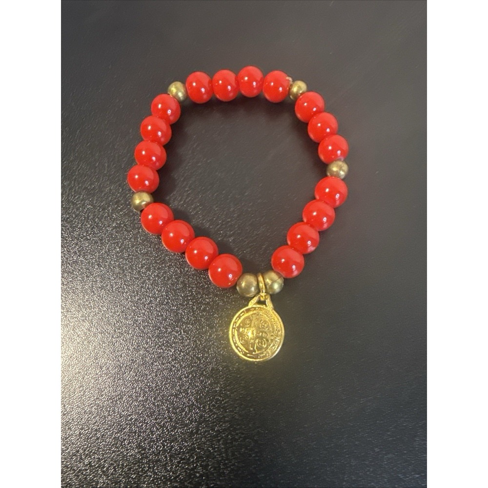 Saint Benedict‎ Red Beaded  Bracelet Religious new